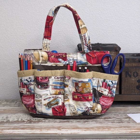 Hand Crafted Bingo/Tote Bag Travel Print 100% Cotton - Picture 2 of 6